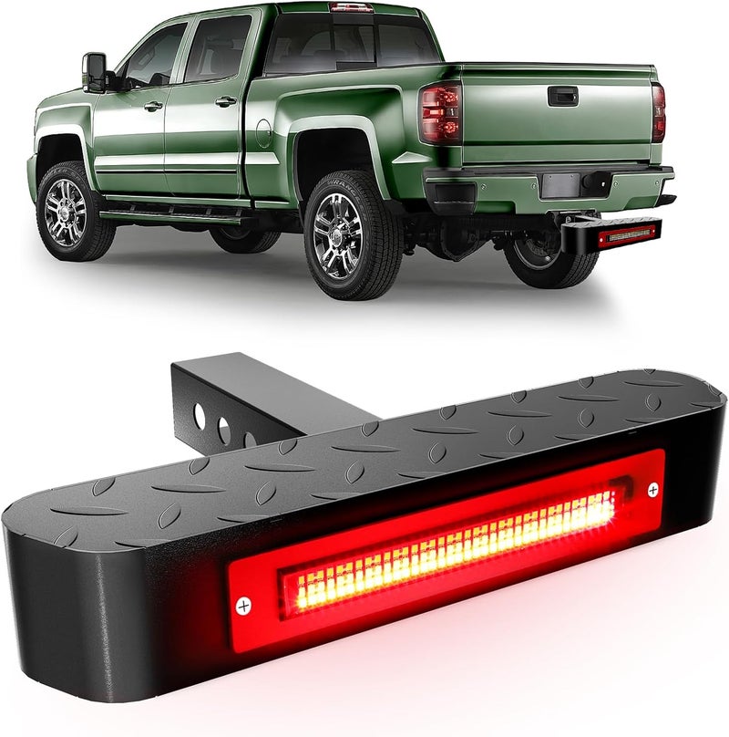 VKU Hitch Step for 2” Receiver with Light 108 LED Brake Lighting(6 Mode) Steel Construction Powder Matte Coated Towing for Trucks Chevy Ford Toyota GMC Dodge RAM Jeep ATVs SUVs Vans 450lbs Max Load - Image 1